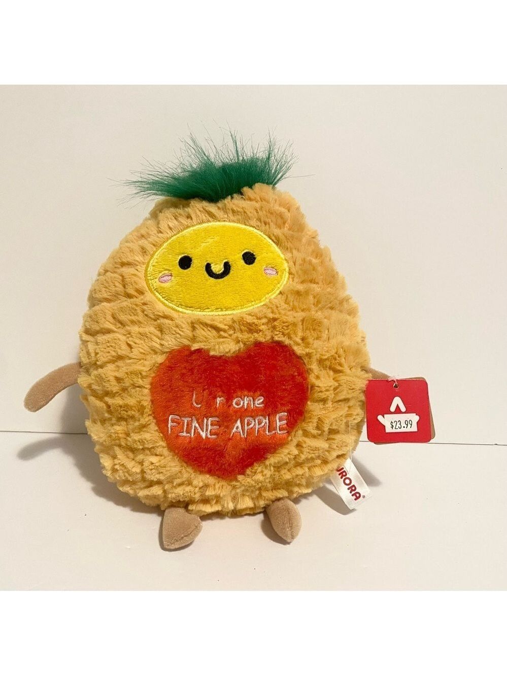 Aurora U R One Fine Apple Pineapple Plush Stuffed Animal Toy Kawaii Face NWT 10”